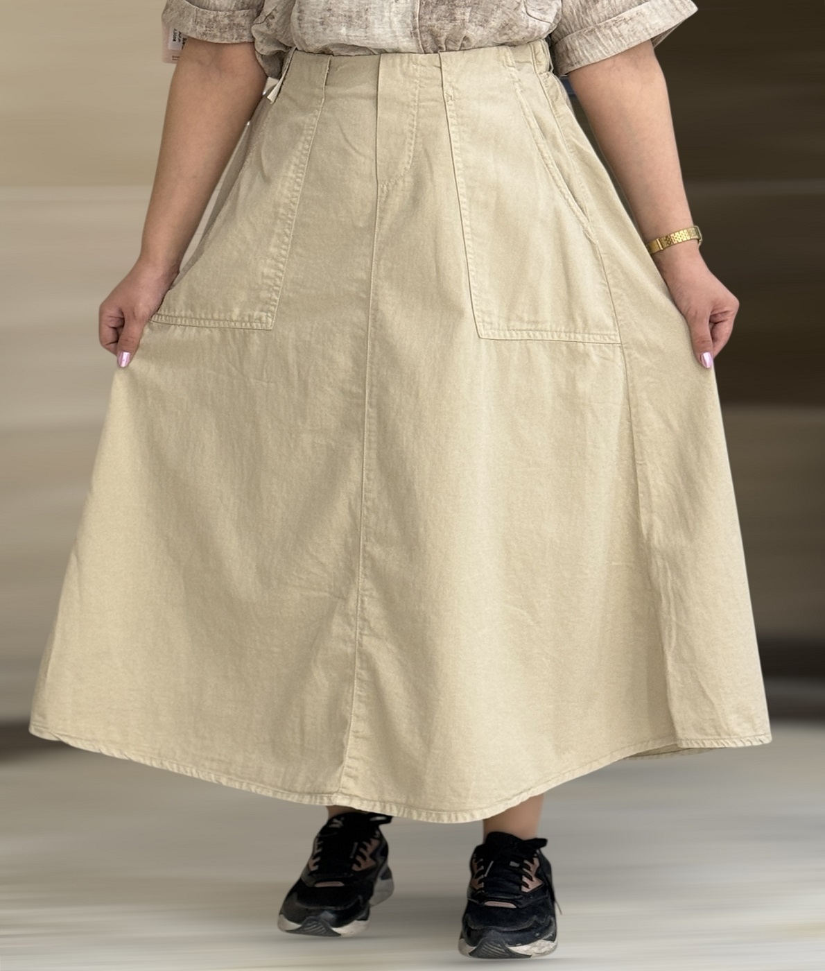 دامن کتان دوجیب